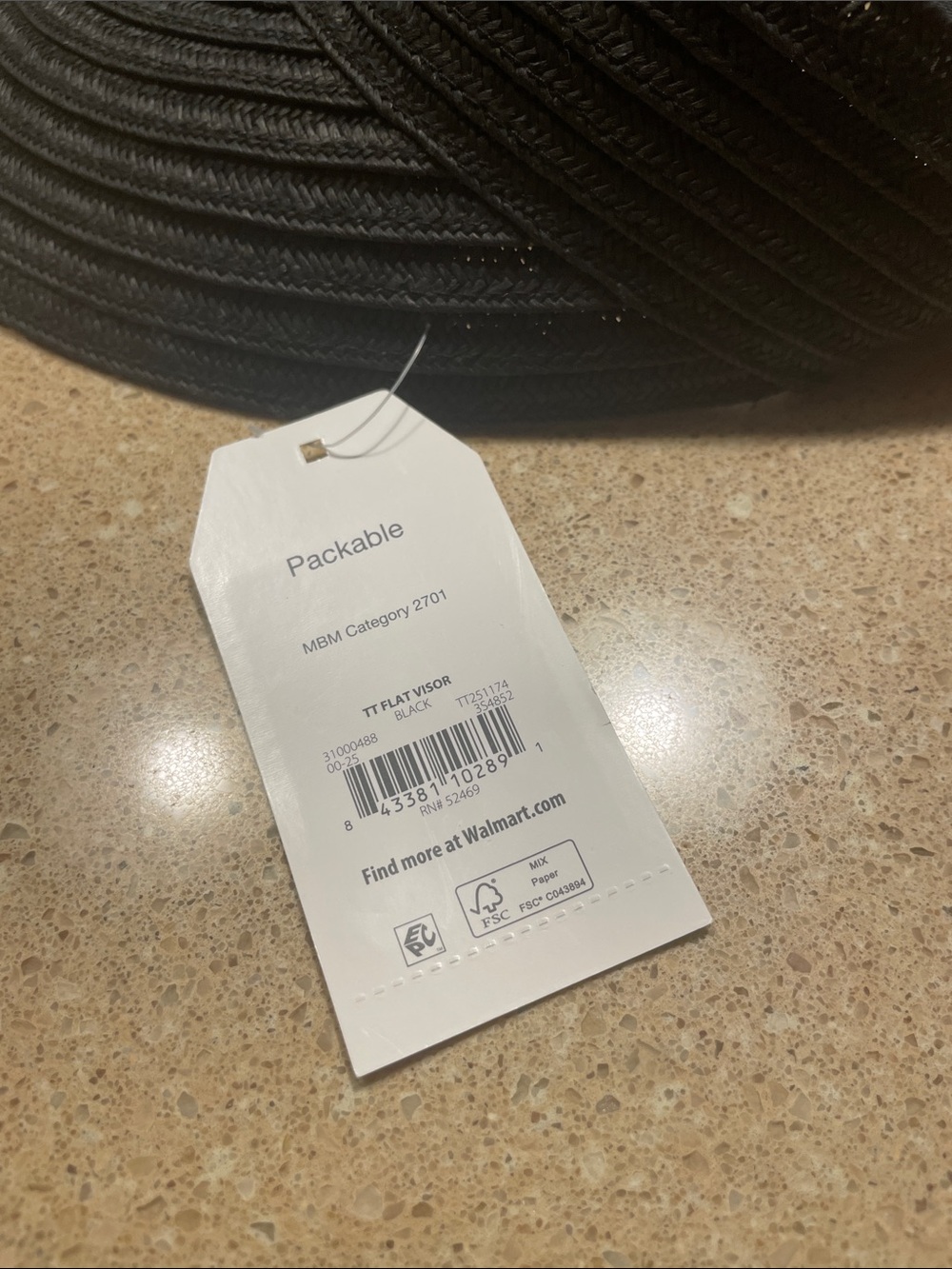Time and Tru Black Packable Wrap Visor - Picture 3 of 7